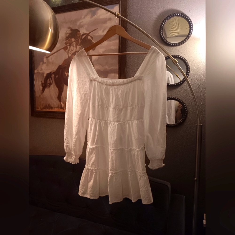 Altar'd State | White Ruched Sleeve Mini | NWOT | Size M